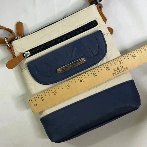 New Stone Mountain White Blue Leather Crossbody - Picture 10 of 11